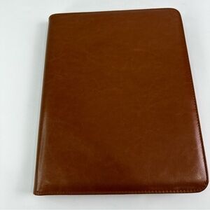 Pen & Gear Simulated Leather Zippered Padfolio Cognac Brown with Legal Pad
